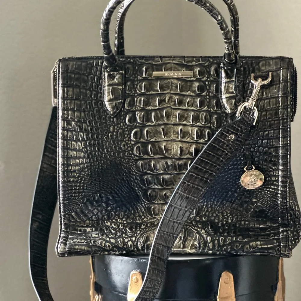 Brahmin Black Embossed Satchel and Wallet Set - Picture 5 of 5